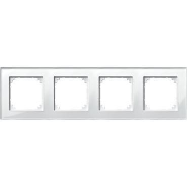 Schneider Electric - Marco 4 elementos, System M-Plan cristal, Blanco