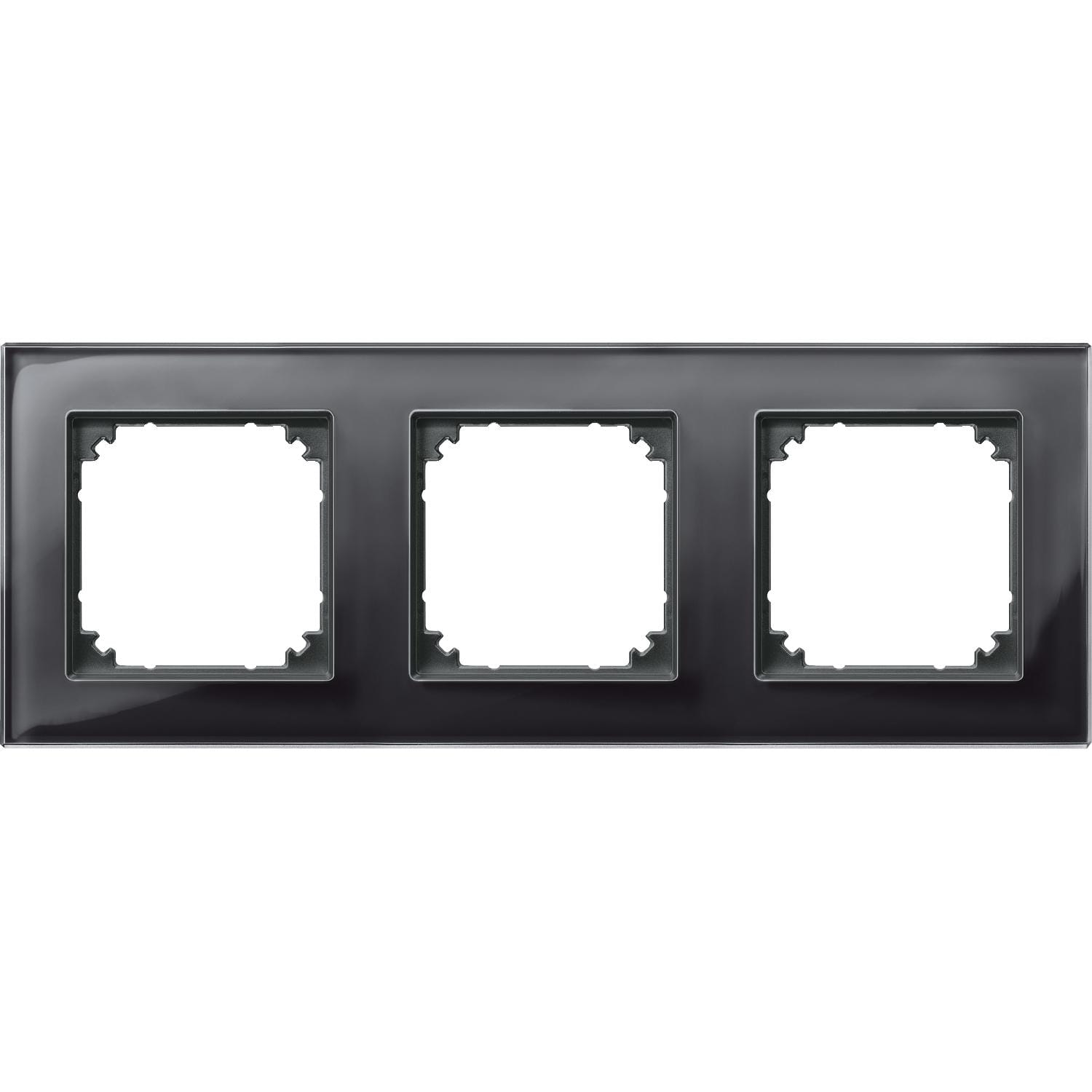 Schneider Electric - Marco 3 elementos, System M-Plan cristal, Negro