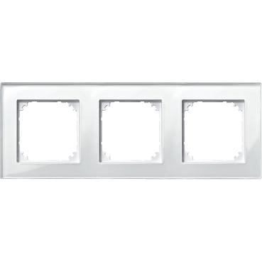 Schneider Electric - Marco 3 elementos, System M-Plan cristal, Blanco