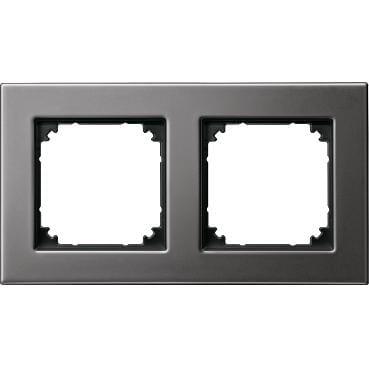 Schneider Electric - Marco 2 elementos, system M-Plan metal, gris rodio