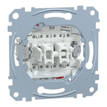 Schneider Electric - Double switch + pulsador, compatible con System M y D-Life inserts, 1-pole 2-way, 10AX, terminales de conexión rápida terminals, IP20,