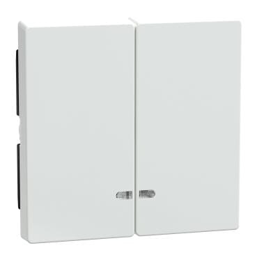 Schneider Electric - Tecla System M, doble, con ventana indicadora, blanco activo antibacteriano