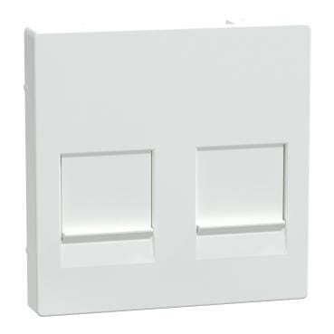 Schneider Electric - Carátula, System M, con tapa para 2 tomas de datos, blanco activo antibacteriano