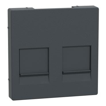 Schneider Electric - Carátula, System M, con tapa para 2 tomas de datos, antracita