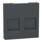 Schneider Electric - Carátula, System M, con tapa para 2 tomas de datos, antracita