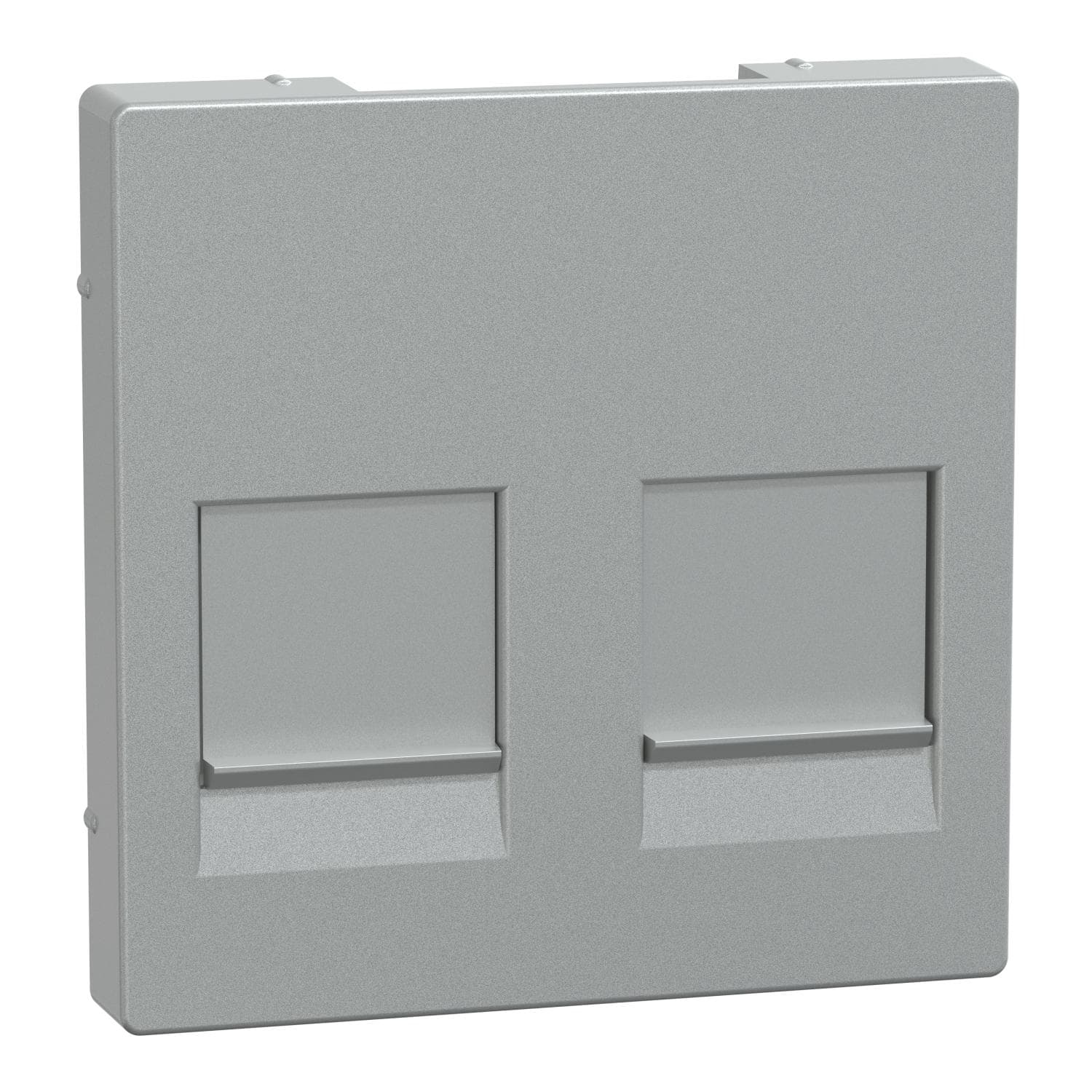 Schneider Electric - Carátula, System M, con tapa para 2 tomas de datos, aluminio