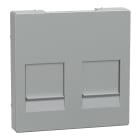 Schneider Electric - Carátula, System M, con tapa para 2 tomas de datos, aluminio