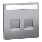 Schneider Electric - carátula, System M, with lid & label for 2 data socket, Aluminio