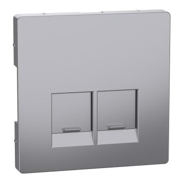 Schneider Electric - carátula, System M, for 2 data socket, Aluminio
