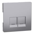 Schneider Electric - carátula, System M, for 2 data socket, Aluminio