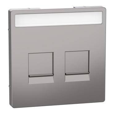 Schneider Electric - carátula, System M, with lid & label for 2 data socket, nickel