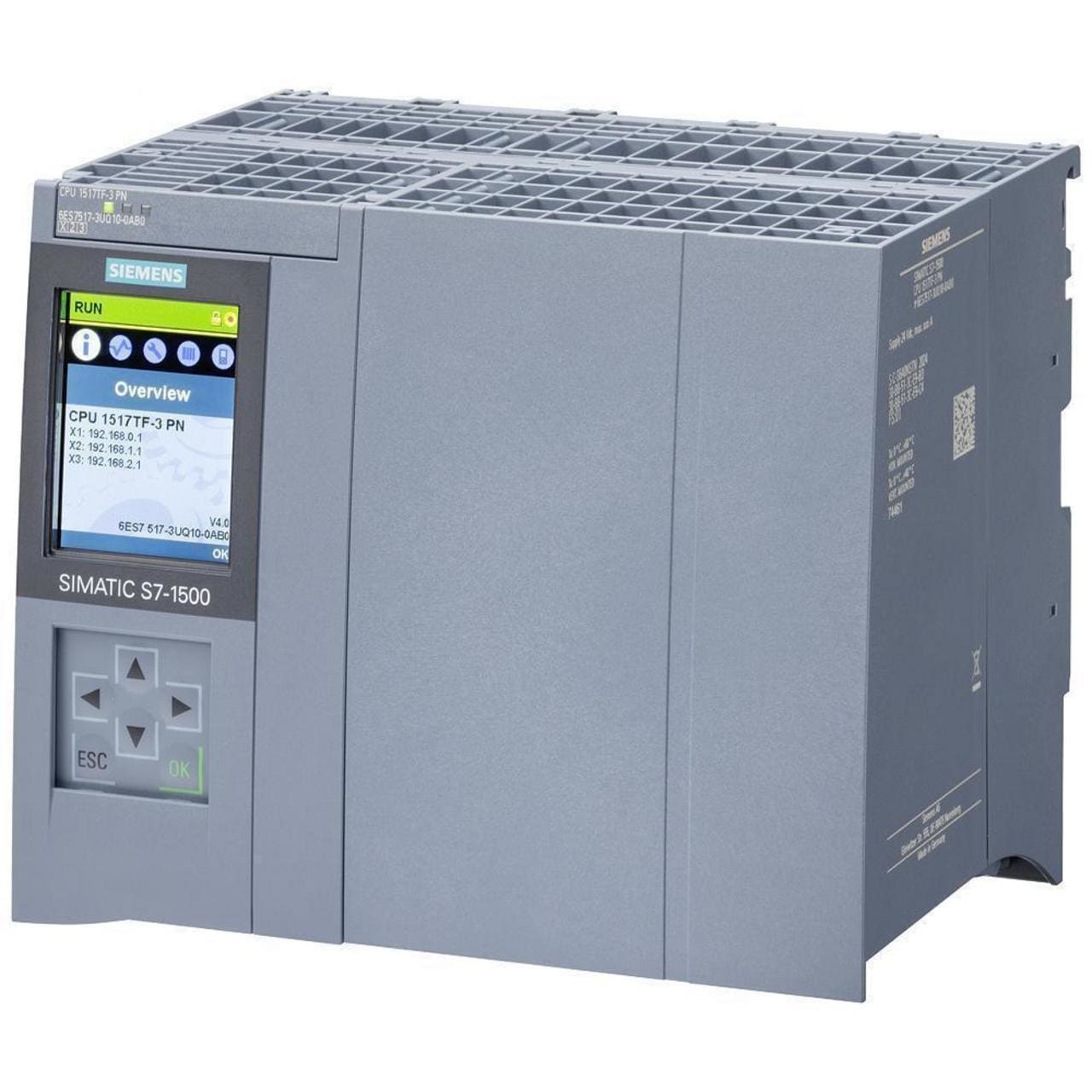 SIEMENS - SIMATIC S7-1500TF, CPU 1517TF-3 PN, CENTRAL PROCESSING UNIT WITH 6 MB WORK MEMORY FOR PROGRAM AND 50