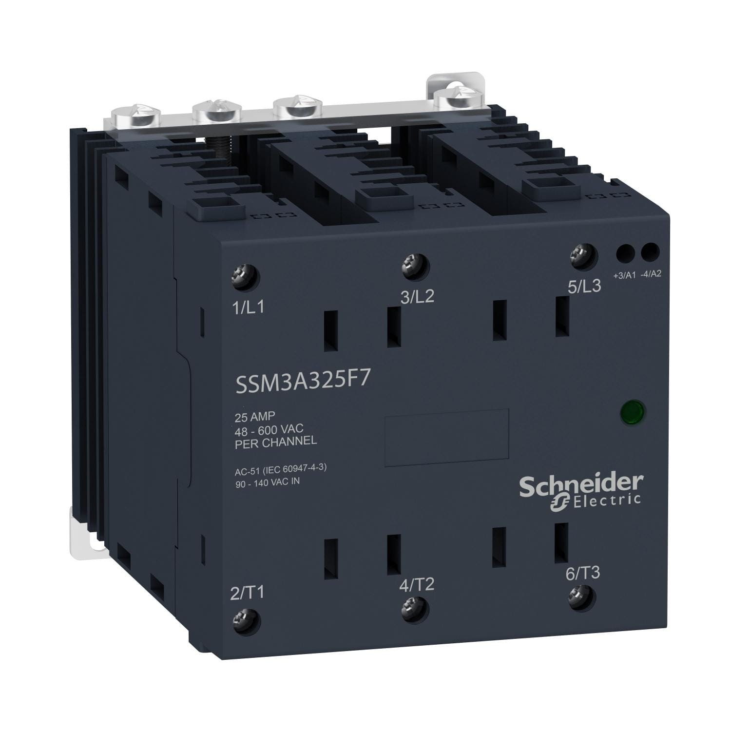 Schneider Electric - Relé estado sólido montado/carril din e 4-32vcc, s 48-600vca 25a, instantáneo