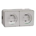 Schneider Electric - Toma de superficie doble precableada mureva, 16A, 250V, IP55, IK08 Blanco