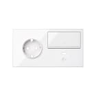 SIMON - Kit front para 2 elementos 1 base enchufe schuko + 1 interruptor regulable + cargador USB C derecha blanco brillante Simon 100