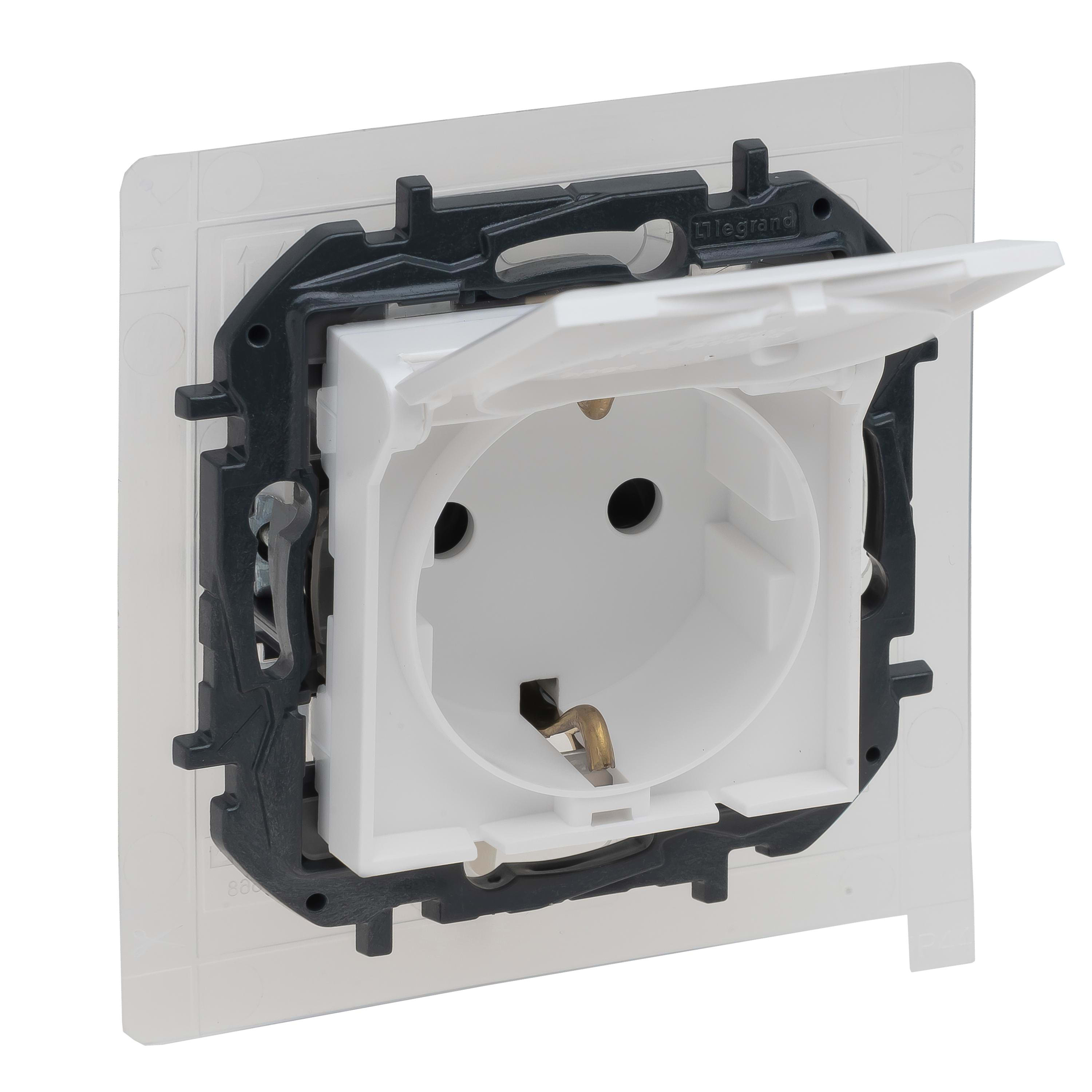 LEGRAND - Base de corriente Niloé Step- 2P+T- IP44- borne auto- 16A- 250V~- Blanco mate