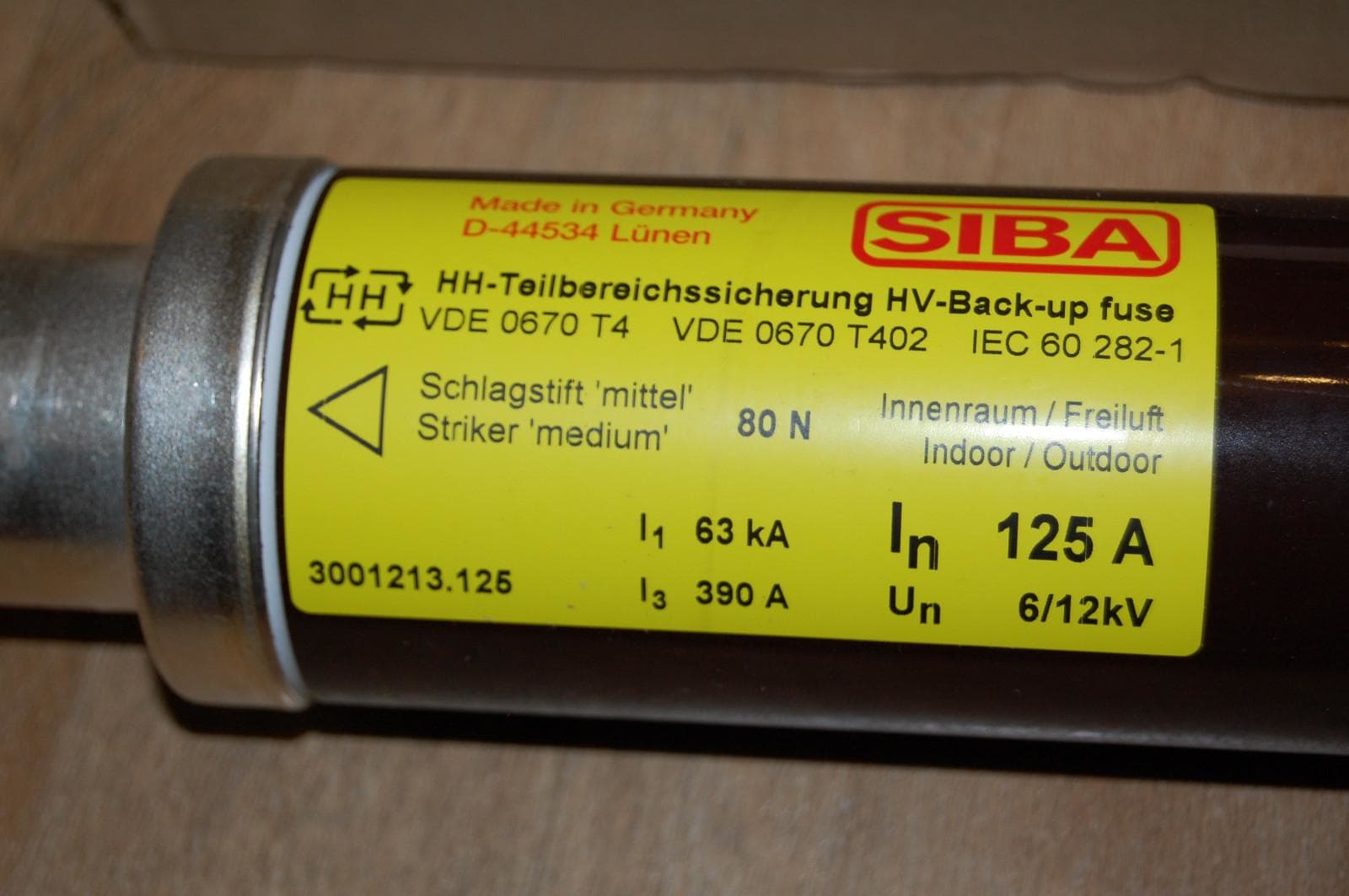 SIBA - FUSIBLE AT 6/12KV 5KP 125A