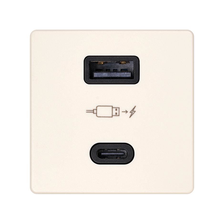 SIMON - CARGADOR USB DOBLE A+C 30W POWER DELIVERY MARFIL SIMON 27