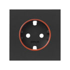 SIMON - Tapa SIMON 100 con aro rojo para base de enchufe schuko negro mate