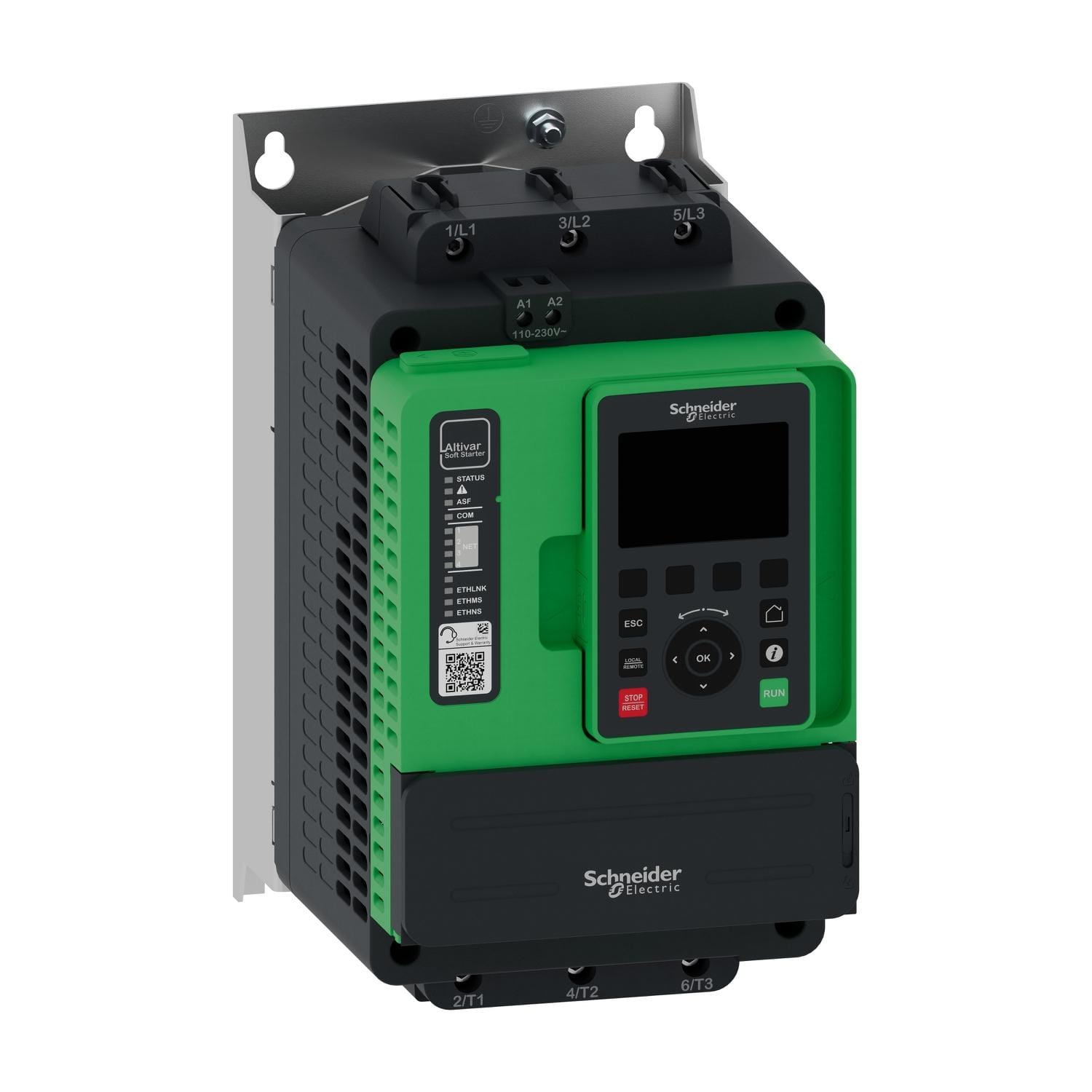 Schneider Electric - Arrancador suave, Altivar Soft Starter ATS490, 47 A, 208 a 690 V CA, alimentación de control de 110 a 230 V CA