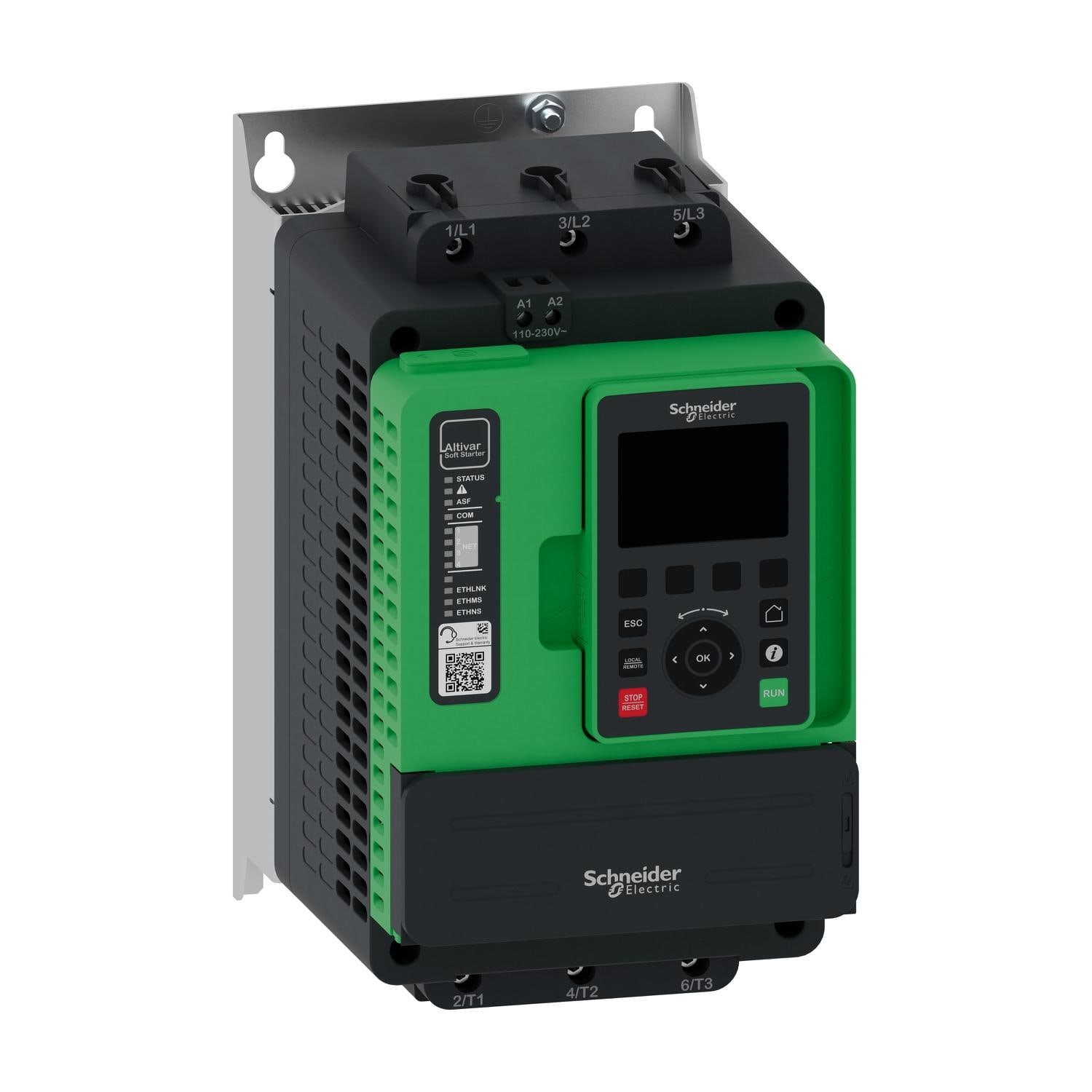 Schneider Electric - Arrancador suave, Altivar Soft Arrancador ATS490, 75 A, 208 a 690 V CA, alimentación de control de 110 a 230 V CA