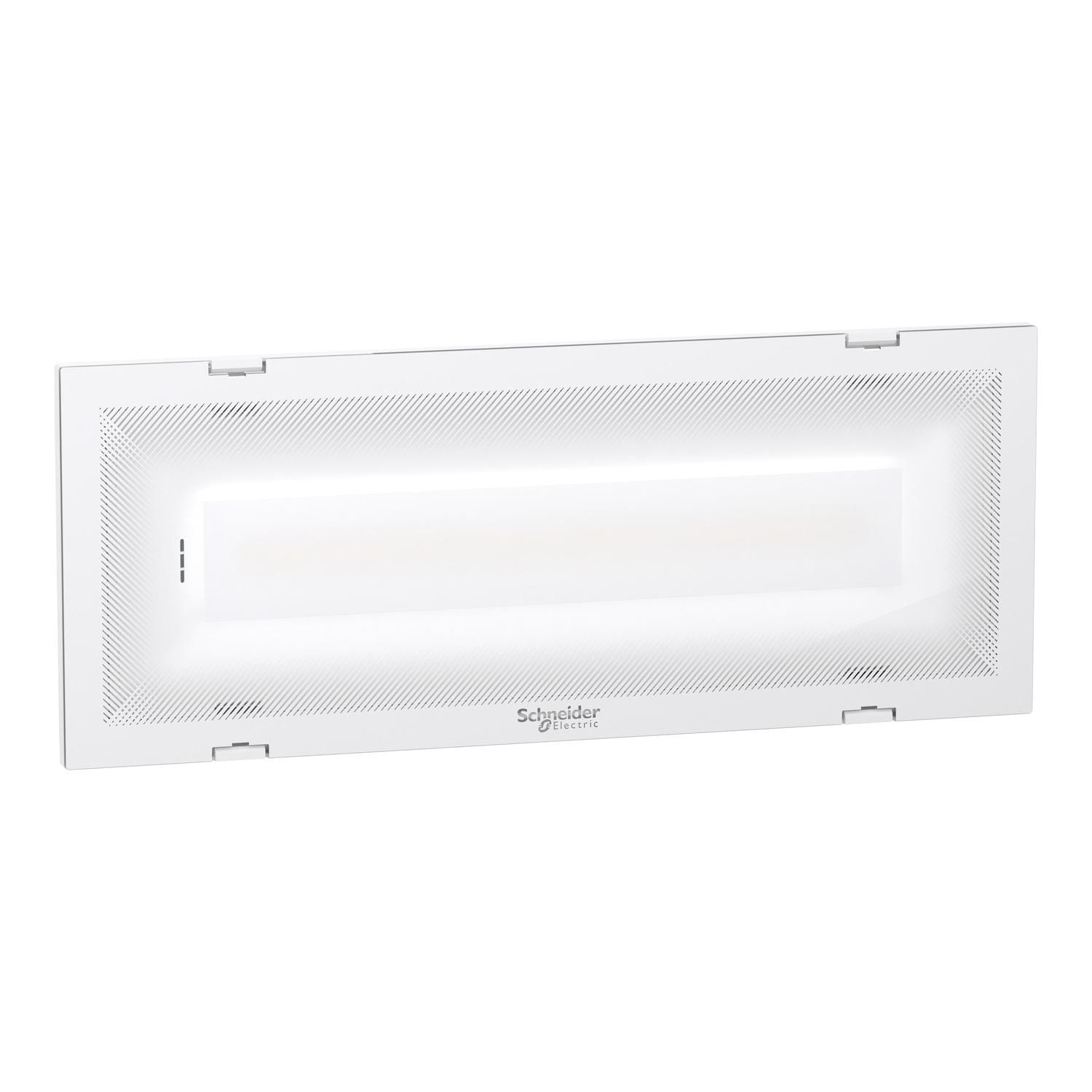 Schneider Electric - Luminaria de emergencia, Exiway Trend, Estándar, duración seleccionable, 110 lm, IP65, blanca