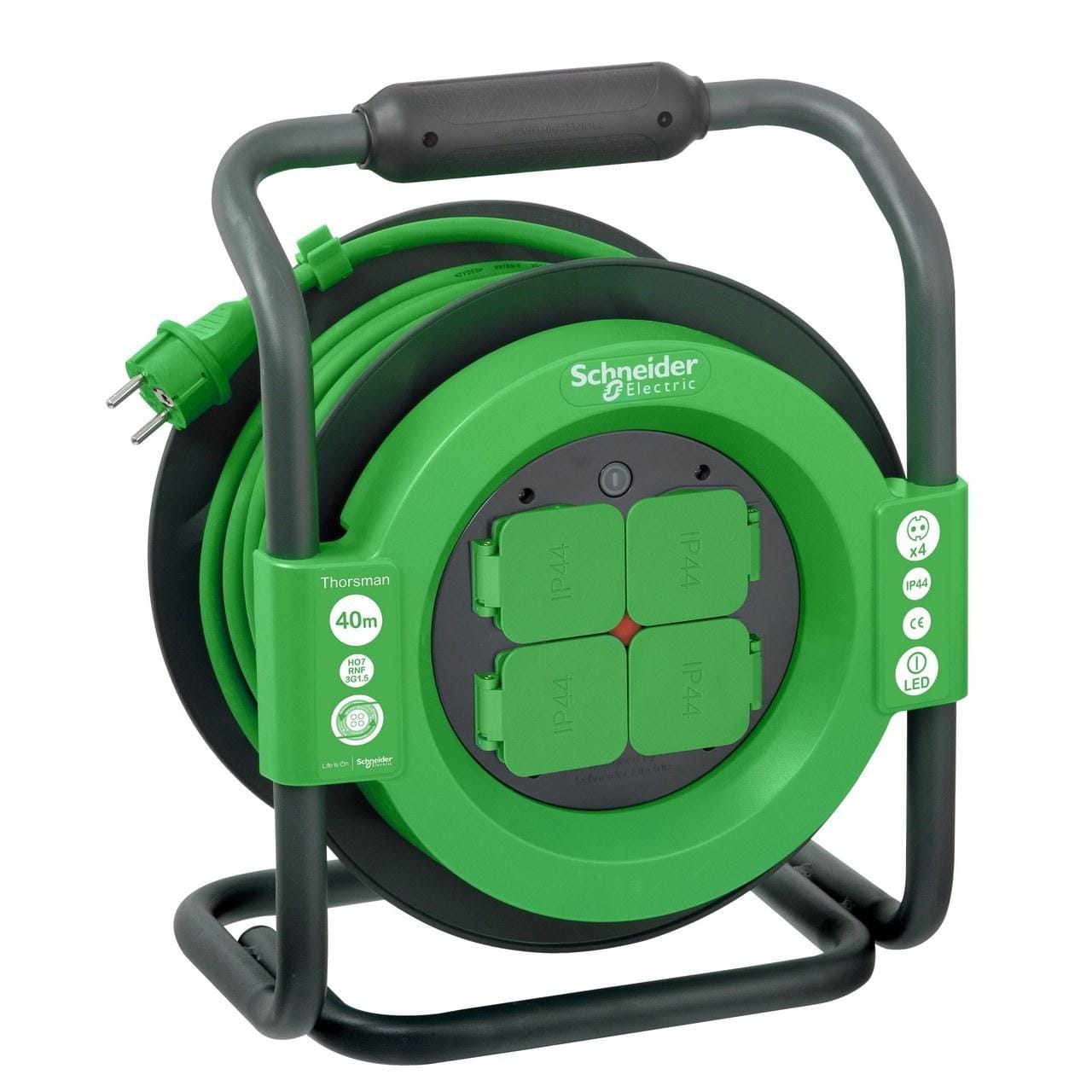 Schneider Electric - Enrollacables Professional 40m 3x1,5 IP44 IK08 4 tomas