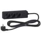 Schneider Electric - Base multienchufe de 3 tomas cable 3m negro