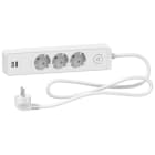Schneider Electric - Base multienchufe de 3 tomas + 2 USB cable 1,5m blanco