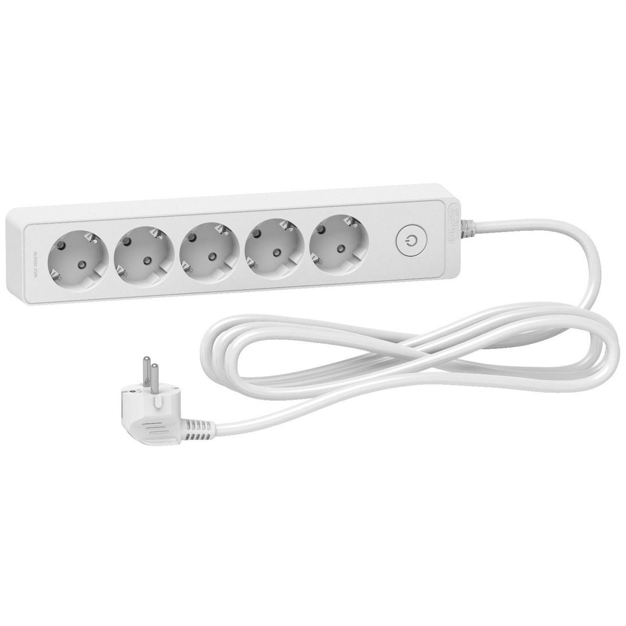 Schneider Electric - Base multienchufe de 5 tomas cable 3m blanco