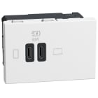 BTICINO - Base cargador doble USB Light Now - Tipo C+C Power Delivery - 3 módulos - Blanco
