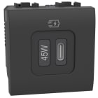 BTICINO - Cargador USB Livinglight - 1 USB Tipo C - 45W- 2mod - Antracita