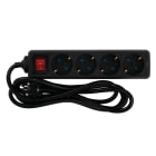 SIMON - Base con 4 tomas TT interruptor cable 2m negra (Fajín)