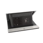 LEGRAND - Incara PopUp para empotrar y equipada. 4mod - 2P+T/USB A+C. 2m. Aluminio pulido