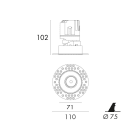 JISO - TOP LAKE RTS10 - Downlight Ambiente/UGR - LED COB - 10W - 3000K - Driver incluido ON-OFF - Color Blanco técnico