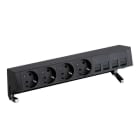 SIMON - Kit de sobremesa completo SIMON 400 con 4 bases de enchufe schuko+placa para 4 conectores RJ45 negro