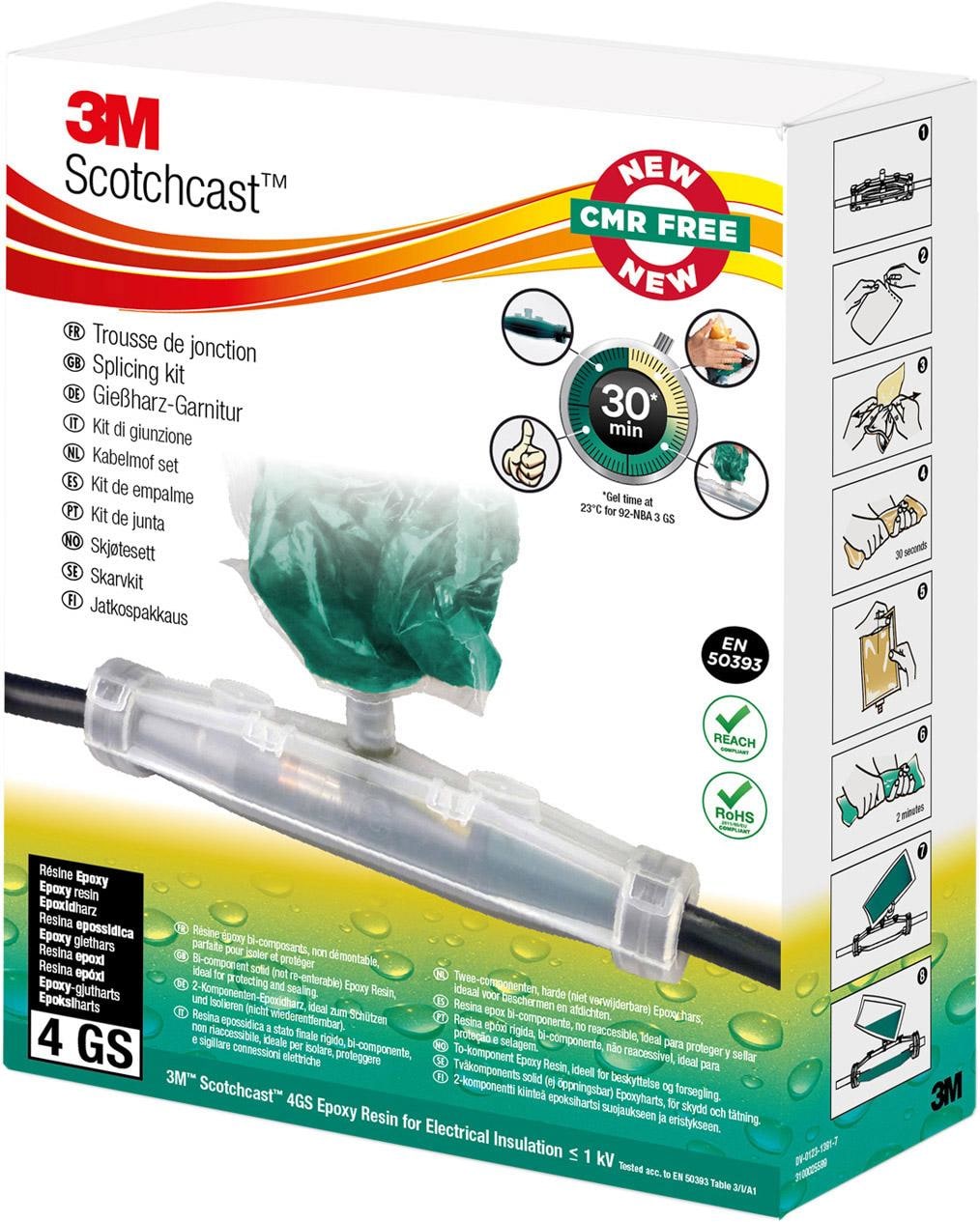 3M MERCADOS ELECTRICOS - 3M™ Scotchcast™ Kit de resina 92-NBA GS, Tamaño 0, 0.6/1 kV, 4x 1.5 - 4 / 5x 1.5 - 2.5 mm², 10 kits por caja