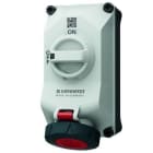 MENNEKES - Base enchufe mural DUO 32A 4P 6H 400V IP67 X-CONTACT, rojo, con interruptor y enclavamiento, pre-cableados