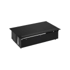 SIMON - Kit dentro de la mesa completo SIMON 400 con tapa+aleta metálica+cargador 2xUSB+3 schukos+placa para 2 conectores RJ45 aluminio negro