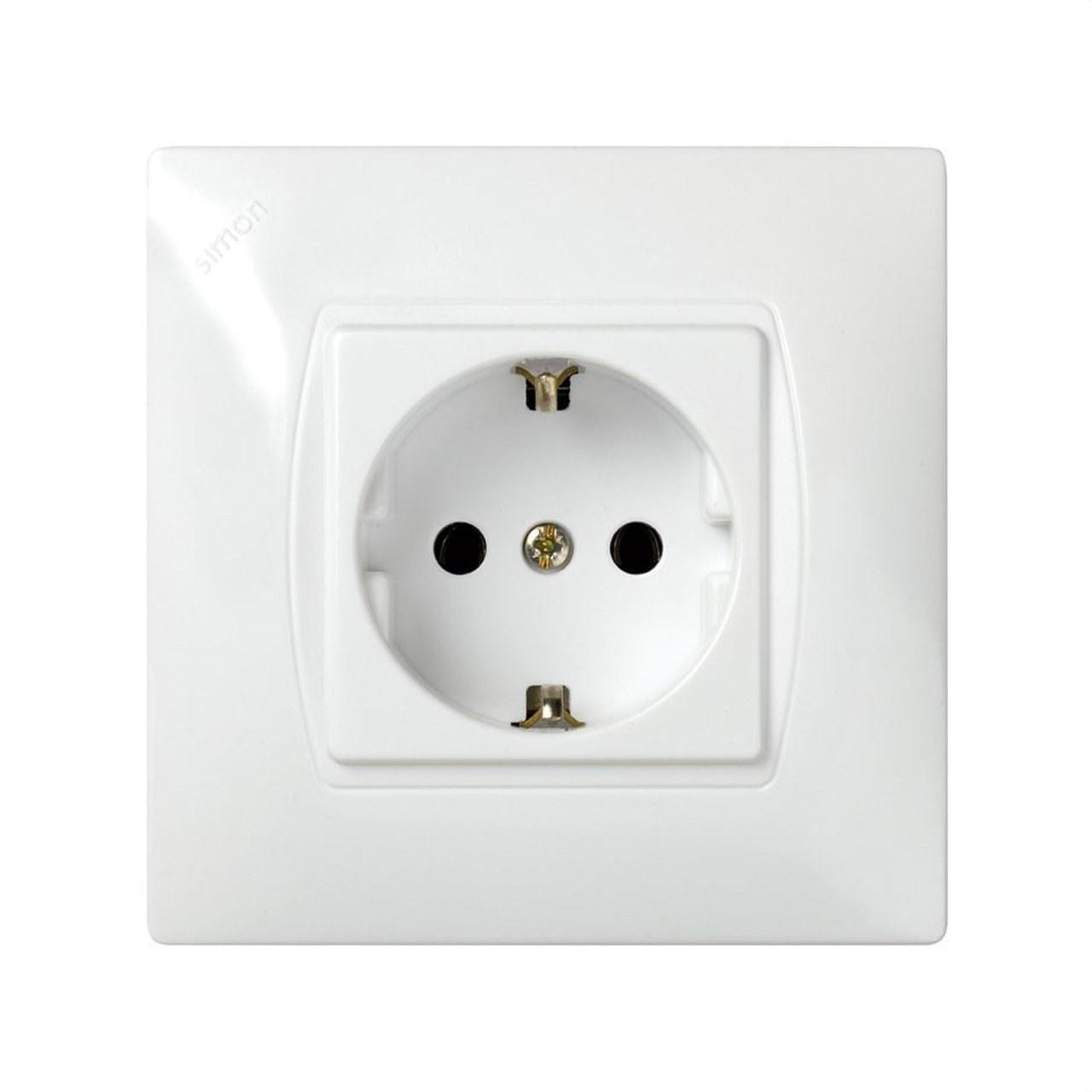 SIMON - Base enchufe SIMON 27 schuko placa incorporada blanco nieve