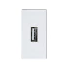 SIMON - Conector SIMON 27 PLAY con tapa USB H módulo estrecho blanco