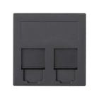 SIMON - Placa V&D plana CG SIMON 500 CIMA con 2 conectores NEXANS grafito