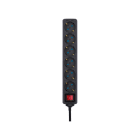 SIMON - Base con 6 tomas TT interruptor cable 2m negra (Fajín)