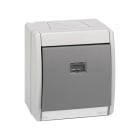 SIMON - Conmutador SIMON AQUA luminoso IP55 gris