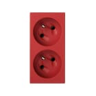 SIMON - Base enchufe SIMON 500 CIMA Francesa doble con embornado tornillo rápido rojo