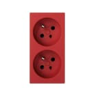 SIMON - Base enchufe SIMON 500 CIMA Francesa doble con pin desbloqueo rojo