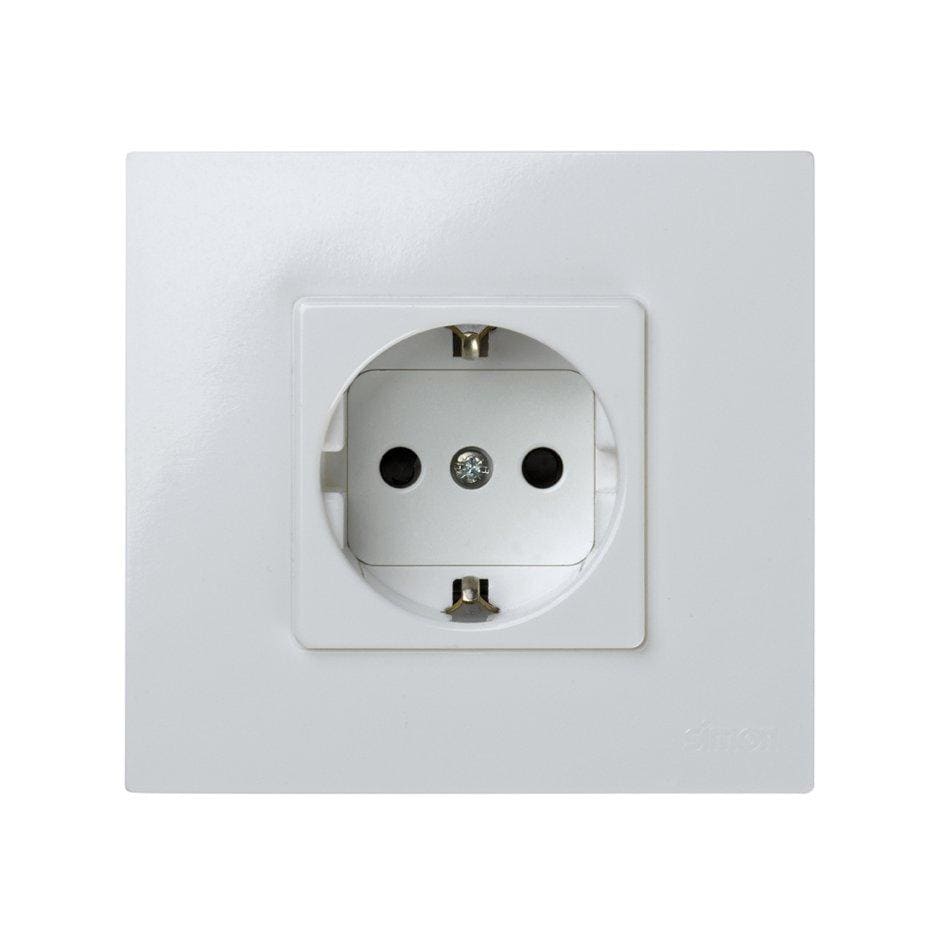 SIMON - Enchufe SIMON 27 PLAY 2P+ TT lateral schuko monobloc+seguridad blanco