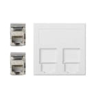SIMON - Placa V&D plana CG SIMON 500 CIMA con 2 conectores 6FTP blanco