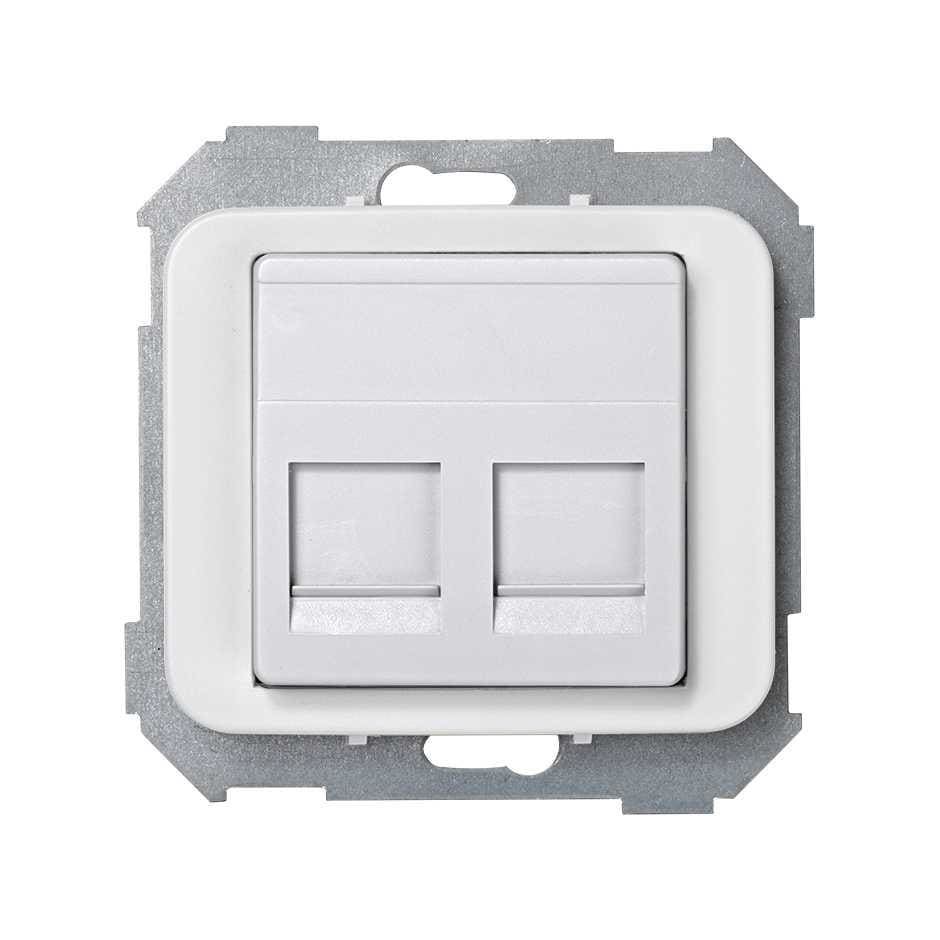 SIMON - Tapa informática universal SIMON 75 con 2 conectores blanco