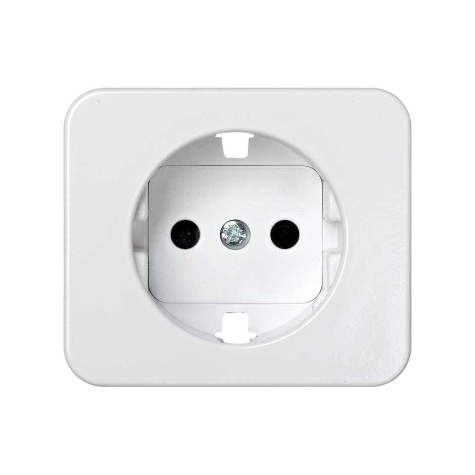 SIMON - Tapa enchufe SIMON 75 2P+TT lateral schuko+seguridad blanco nieve
